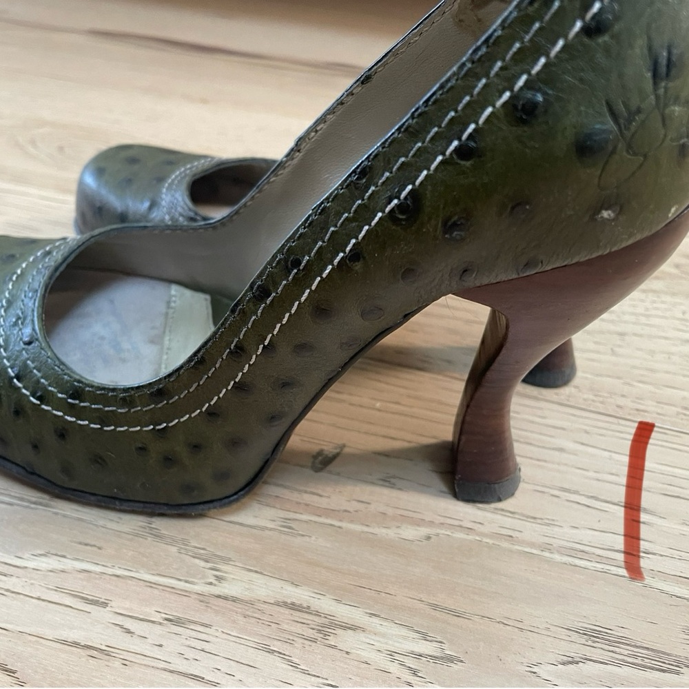 Green Leather Women's Heels